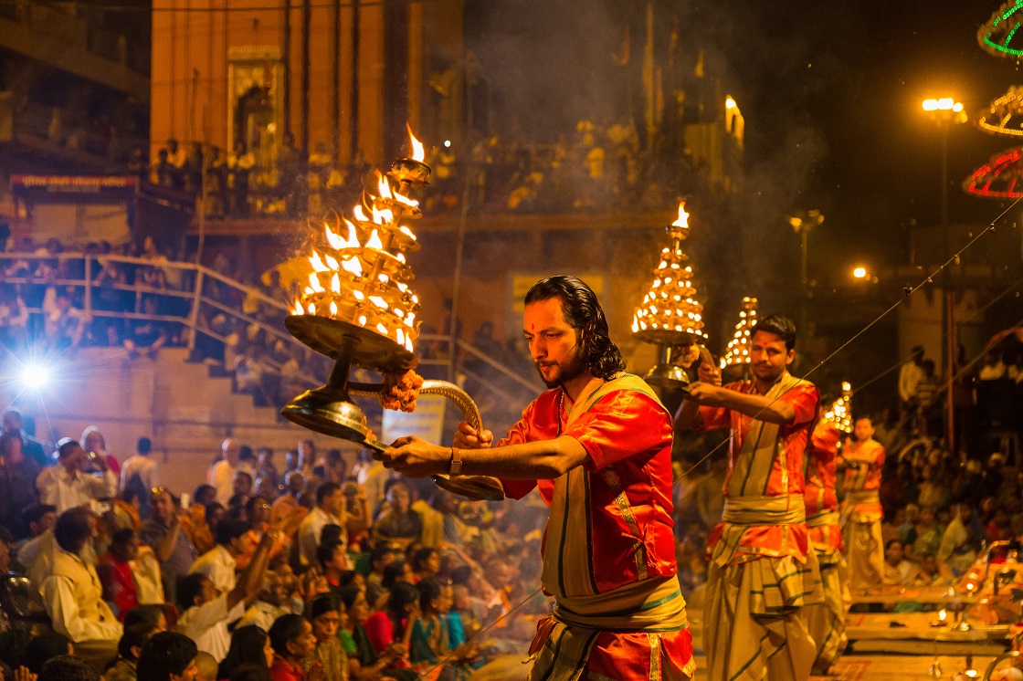 Varanasi, India -Ganga Aarti ceremony at Dasashvamedh Ghat