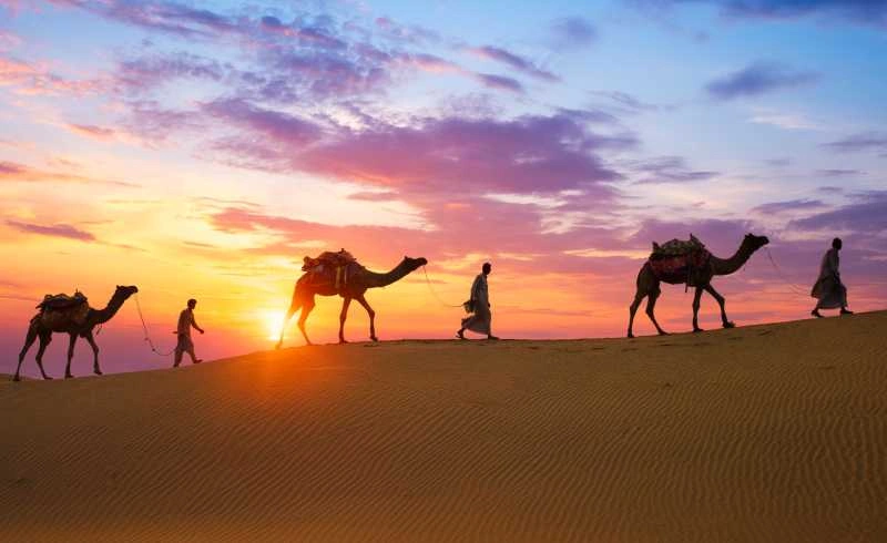 Flute and the setting Sun at Thar Desert Jaisalmer