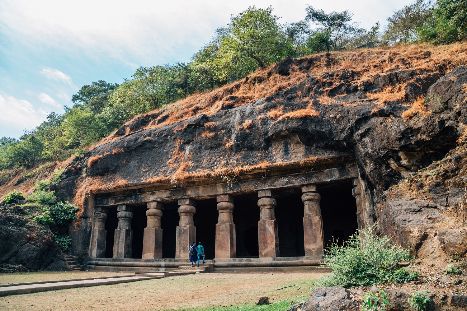 Elephanta Caves historical architecture in Mumbai, India