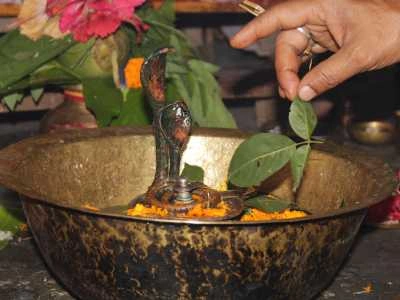 Offering Bilva Leaves